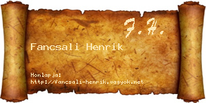 Fancsali Henrik névjegykártya